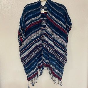 American Eagle drape tassl embroidered top